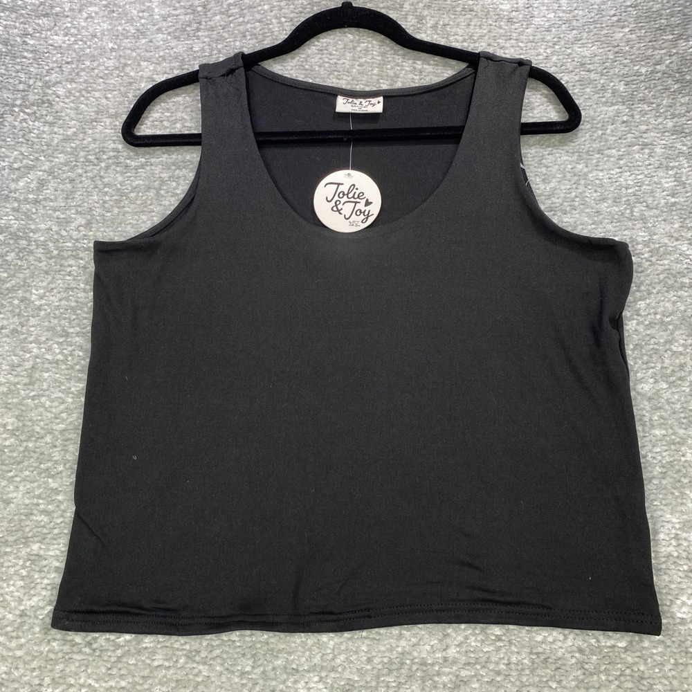 Jolie & Joy Womens Tank Top Black Sleeveless Casual Basic Top 1X Plus Size